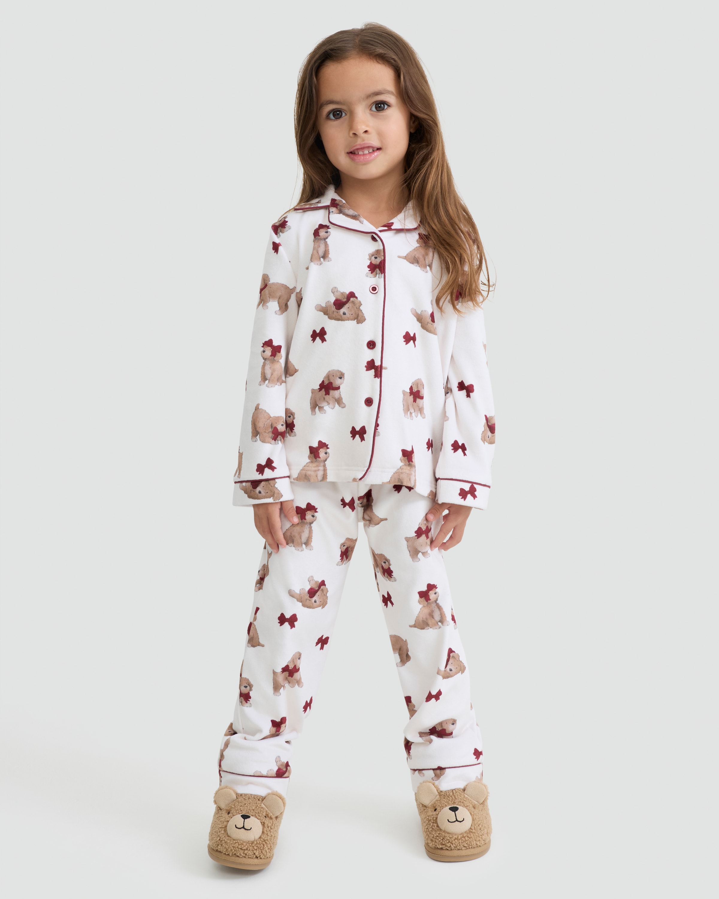 F&F Curtis The Dog Bow Print Shirt and Bottoms Pyjamas in Multi - Tesco ...