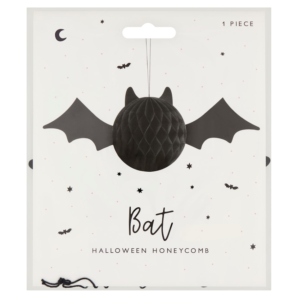 PartyDeco Halloween Bat Honeycomb Decoration 45 x 17 cm 1 pcs