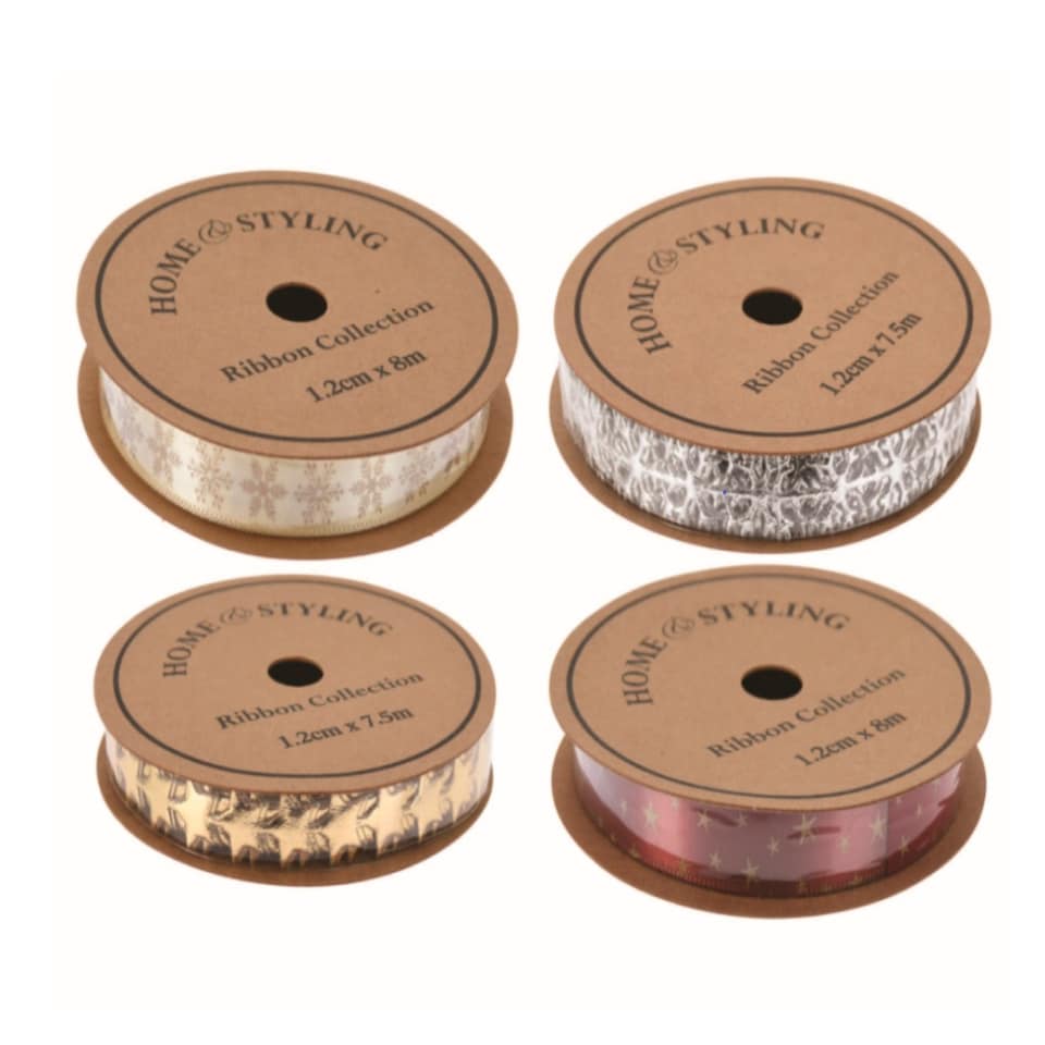 Home & Styling 7.5M & 8M Decorative Christmas Ribbon Assortment