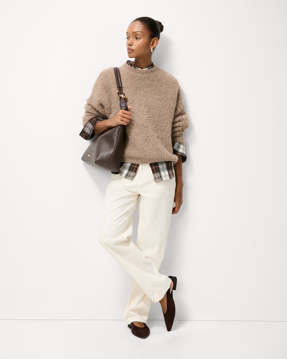 image 1 of F&F Textured Knitted Jumper with Wool in Mink
