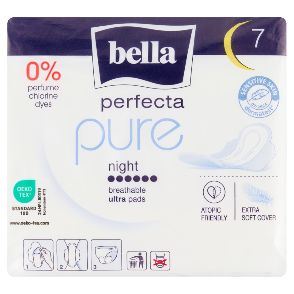 Obrázek 1 pro produkt Bella Perfecta Pure Night ultratenké hygienické vložky 7 ks