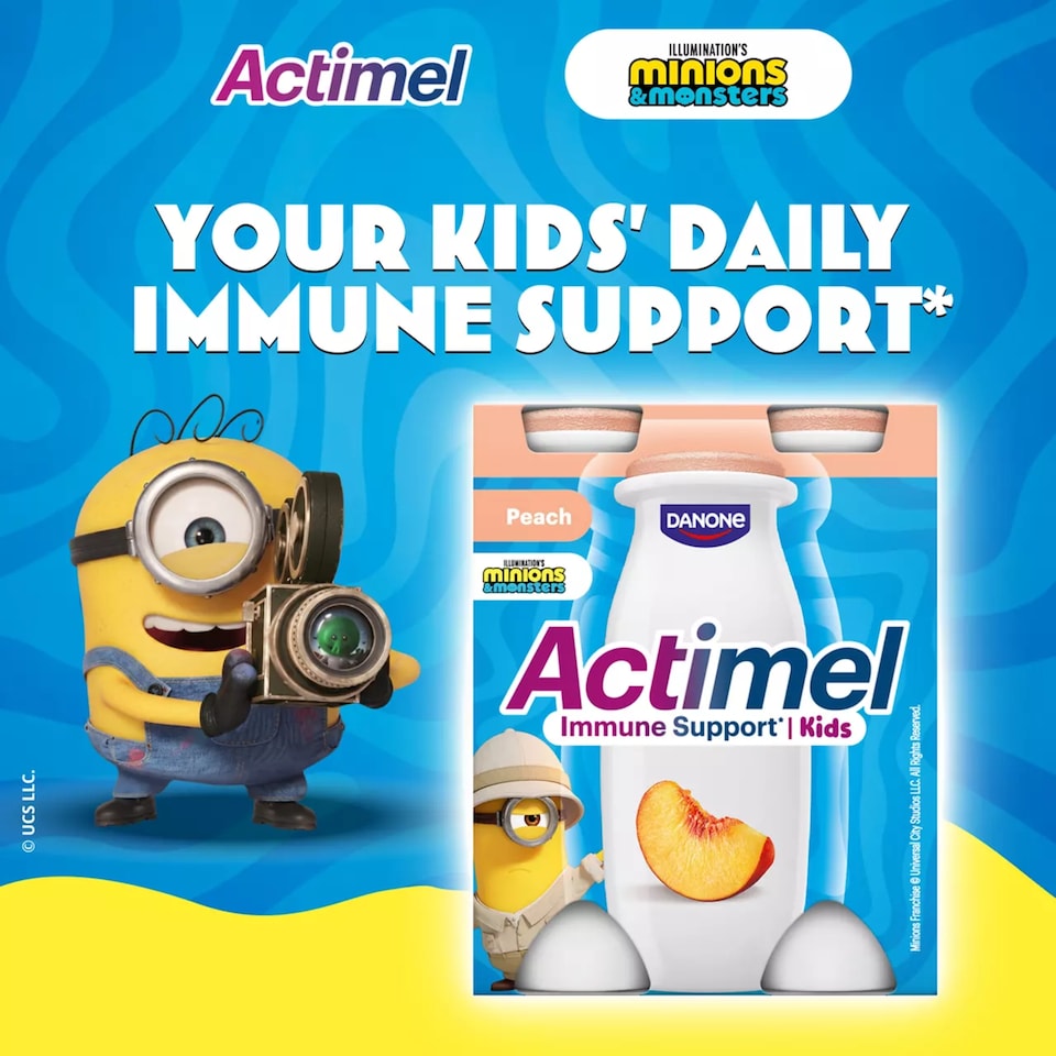 image 1 of Actimel Kids Peach Immunity Yoghurt Drink Multipack 4x100g