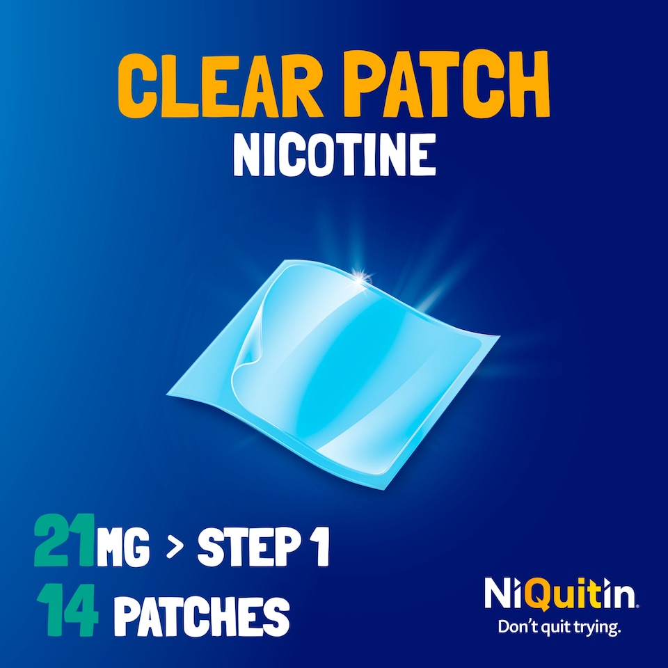 image 1 of NiQuitin Clear Patch Stop Smoking Aid 21mg Nicotine Patches 14s