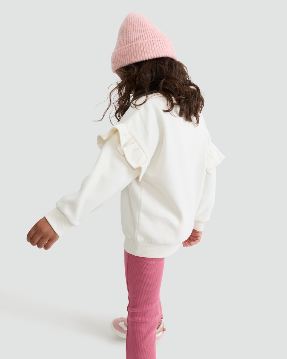 image 1 of F&F Girls Cotton Rich Rudolf's Bestie Slogan Sweatshirt in Cream