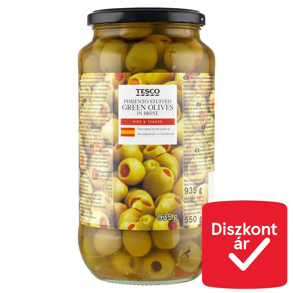 Tesco paprikakrémmel töltött zöld olívabogyó 935 g