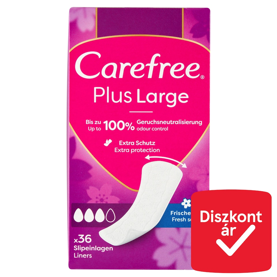 Carefree Plus Large tisztasági betét friss illattal 36 db
