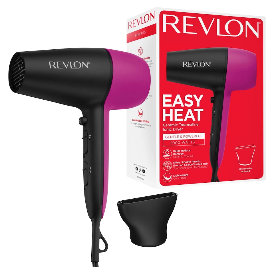 image 1 of Revlon Easy Heat Ceramic Tourmaline Ionic Hair Dryer