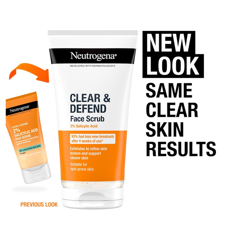 image 1 of Neutrogena Clear & Defend Facial Scrub 2% Salicylic Acid 150ml.