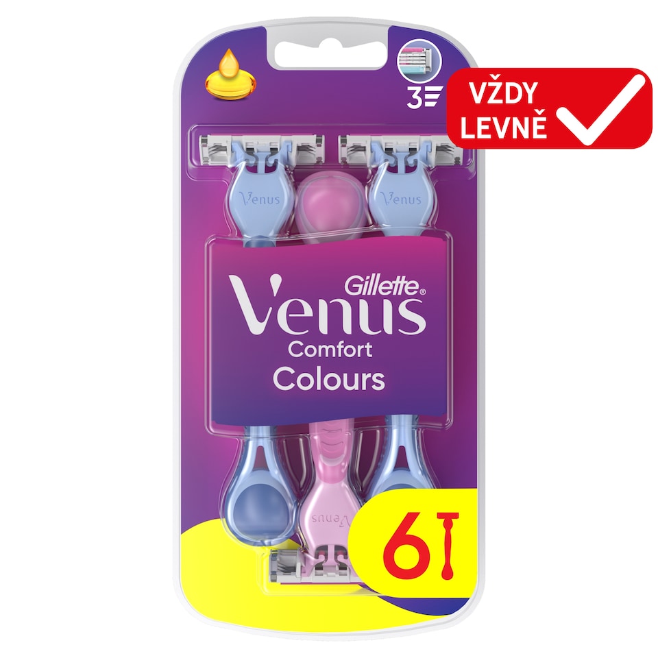 Obrázek 1 pro produkt Gillette Venus Comfort Colours Pohotová Holítka, Balení Po 6
