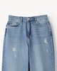 image 6 of F&F High Rise Wide Leg Ripped Jeans in Navy