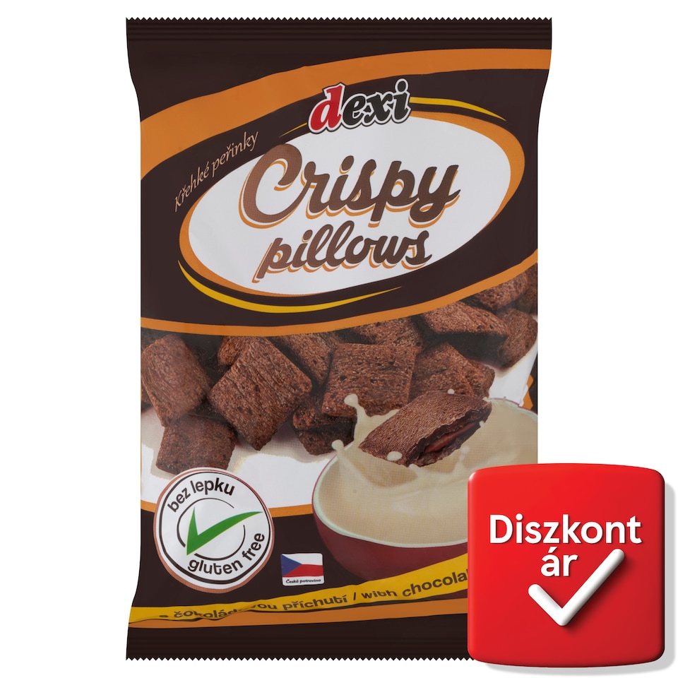 Dexi gluténmentes ropogós párnák csokoládé ízesítésű töltelékkel 150 g  1. kép