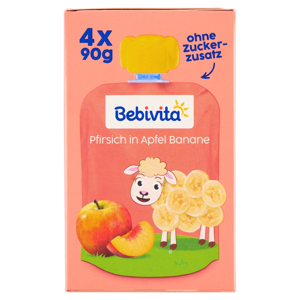 Obrázek 1 pro produkt Bebivita Jablko, banán, broskev 4 x 90g (360g)