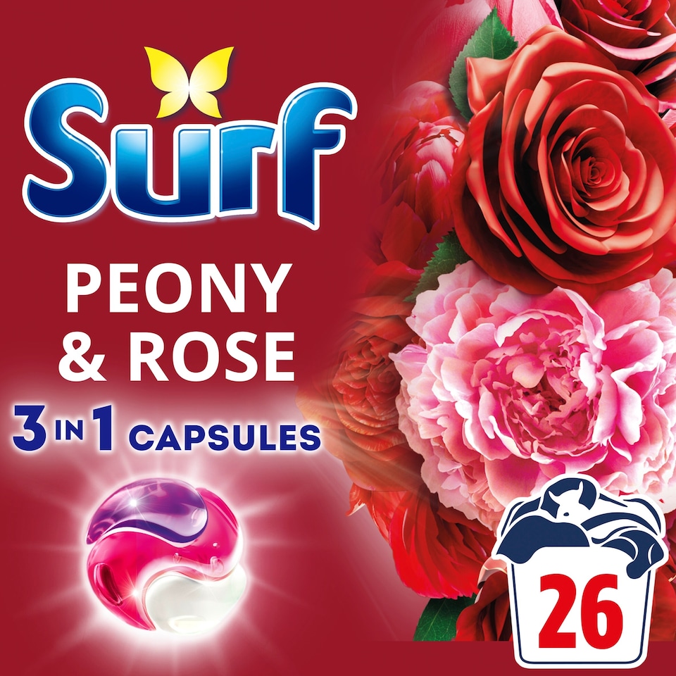 image 1 of Surf 3 In 1 Peony and Rose Washing Capsules 26 Washes 449.8g