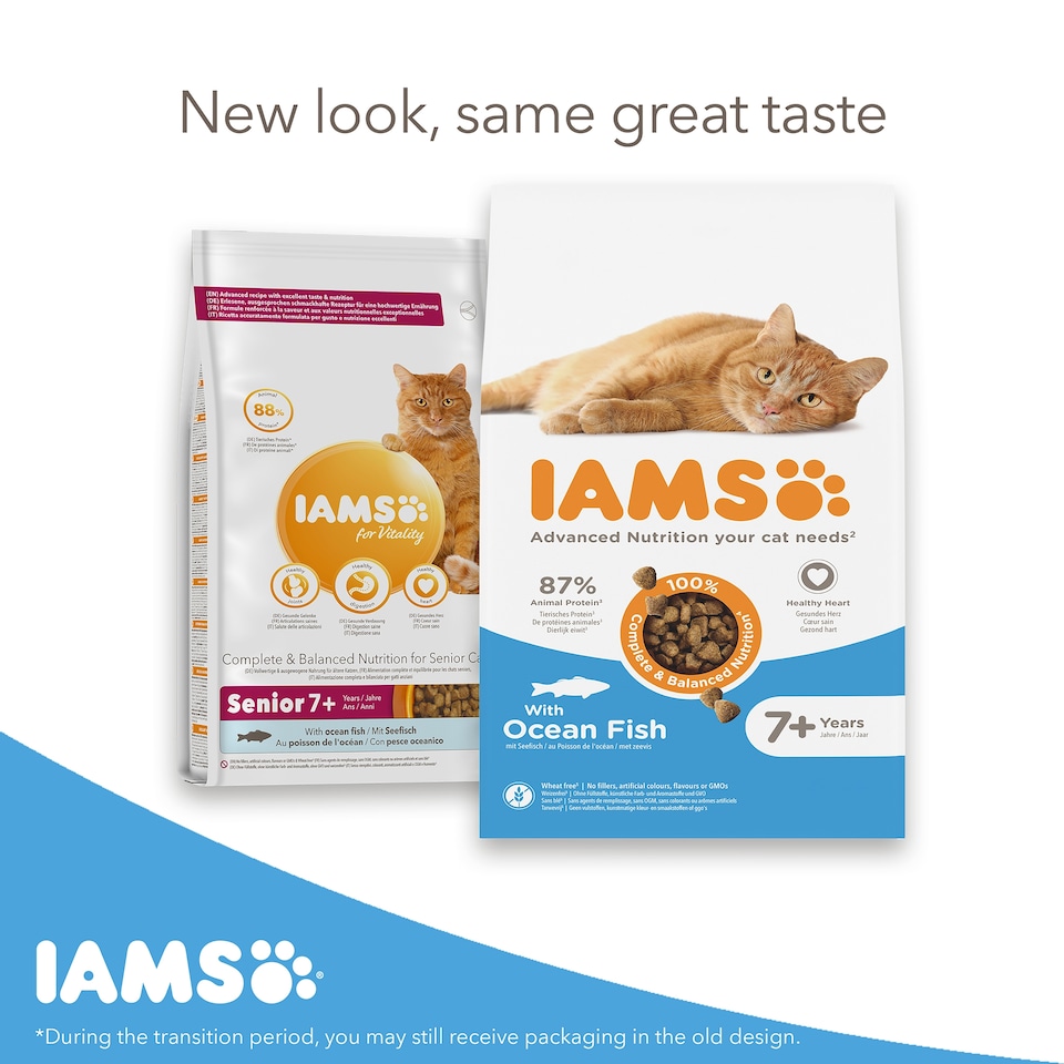 image 1 of Iams Senior 7+ Cat Food With Ocean Fish 2Kg