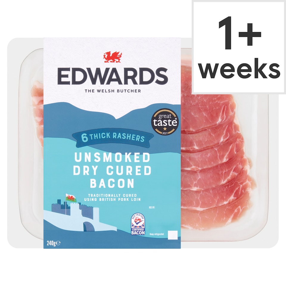 Edwards Thick Unsmoked Dry Cured Bacon 240G