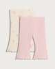 image 2 of F&F Baby 2-Pack Cotton Rich Ribbed Flared Leggings in Pink
