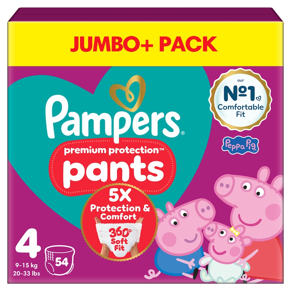 image 1 of Pampers Premium Protection 54 Nappy Pants Size 4