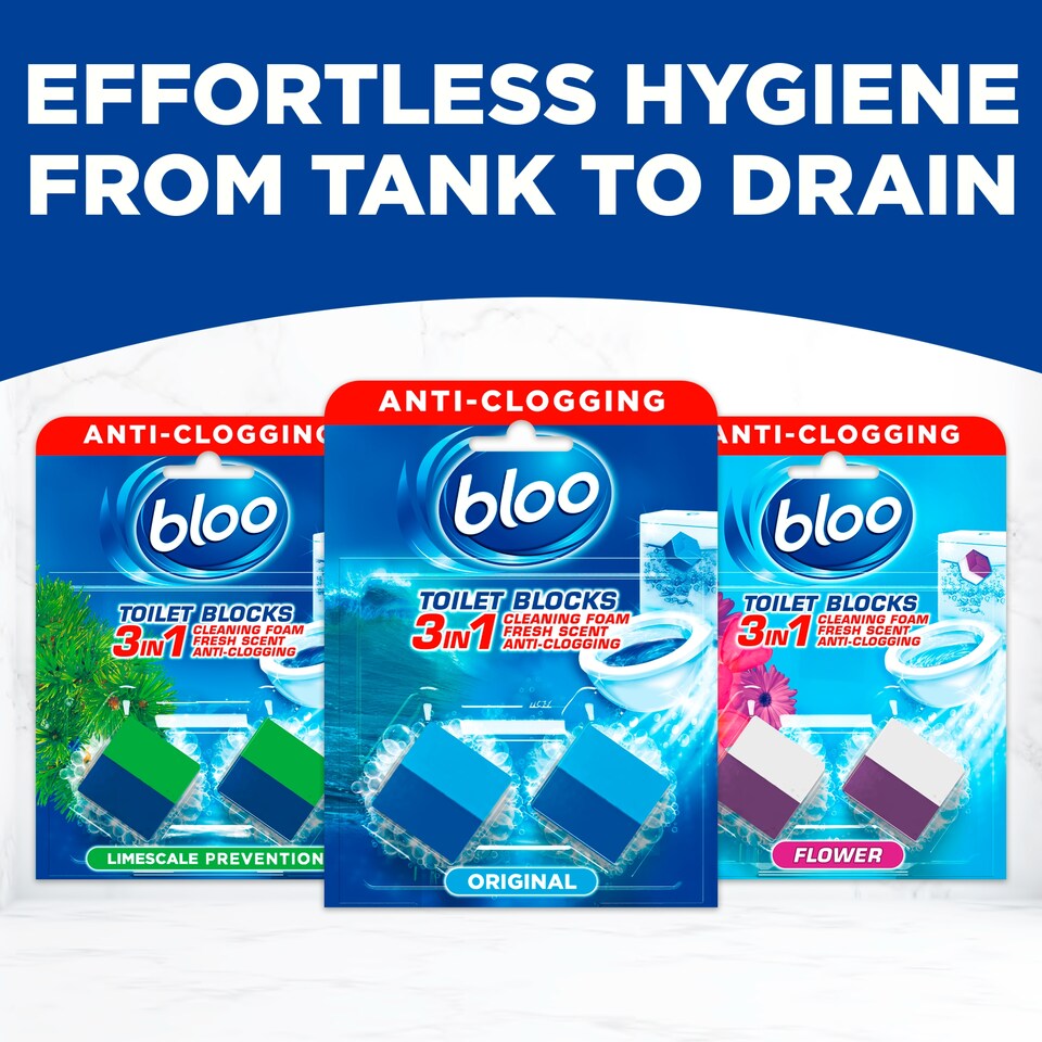 image 1 of Bloo 2in1 In-Cistern Original Blue Toilet Blocks 2 x 50g