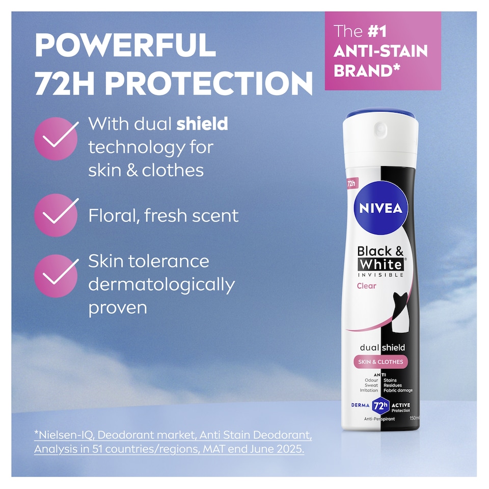 image 1 of NIVEA Black & White Original Anti-Perspirant Deodorant Spray 150ml