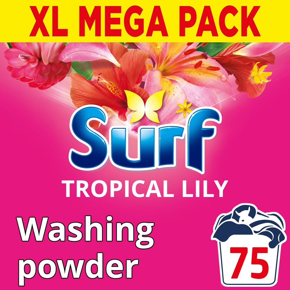 image 1 of Surf Tropical Lily Laundry Washing Detergent Powder 75 Washes 3750g