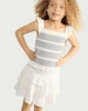 image 2 of F&F Girls 2-Piece Pure Cotton Smocked Sleeveless Top and Tiered Skirt Set in Cream