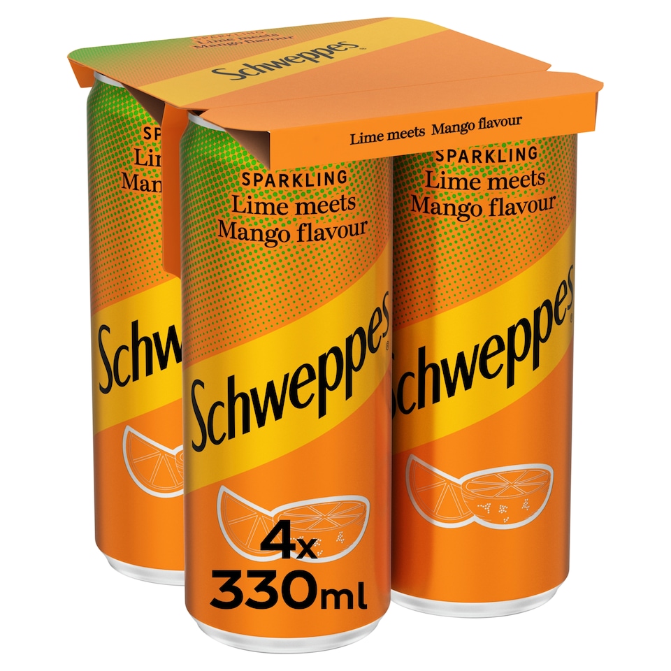 Schweppes Lime Meets Mango Soft Drink 4 X 330Ml