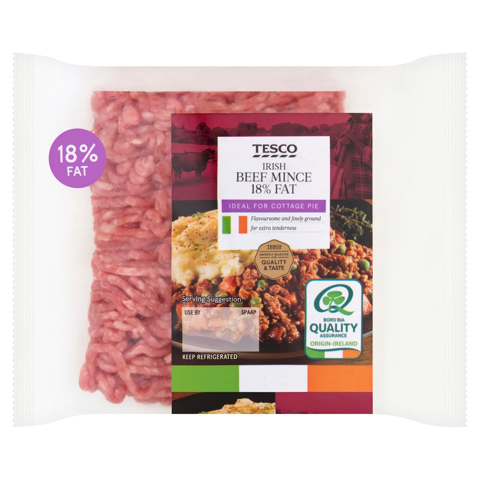 Tesco Irish Beef Mince 18% Fat 250g