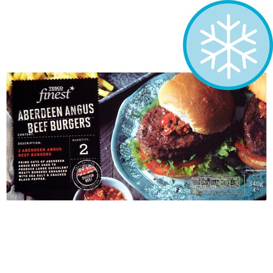 Tesco Finest 2 Aberdeen Angus Beef Burgers 340G Tesco Groceries