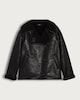 image 4 of F&F Faux Shearling Lined Aviator Jacket in Black