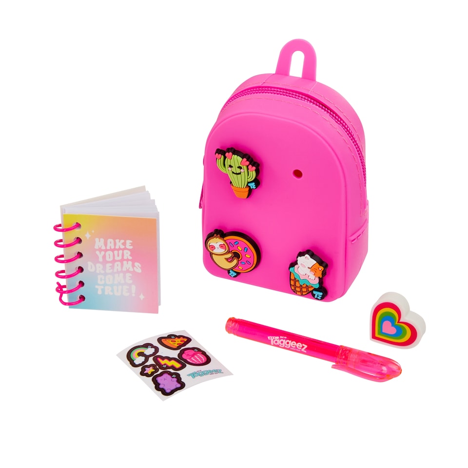 image 1 of Taggeez Mini Filled Stationery Backpack Pink