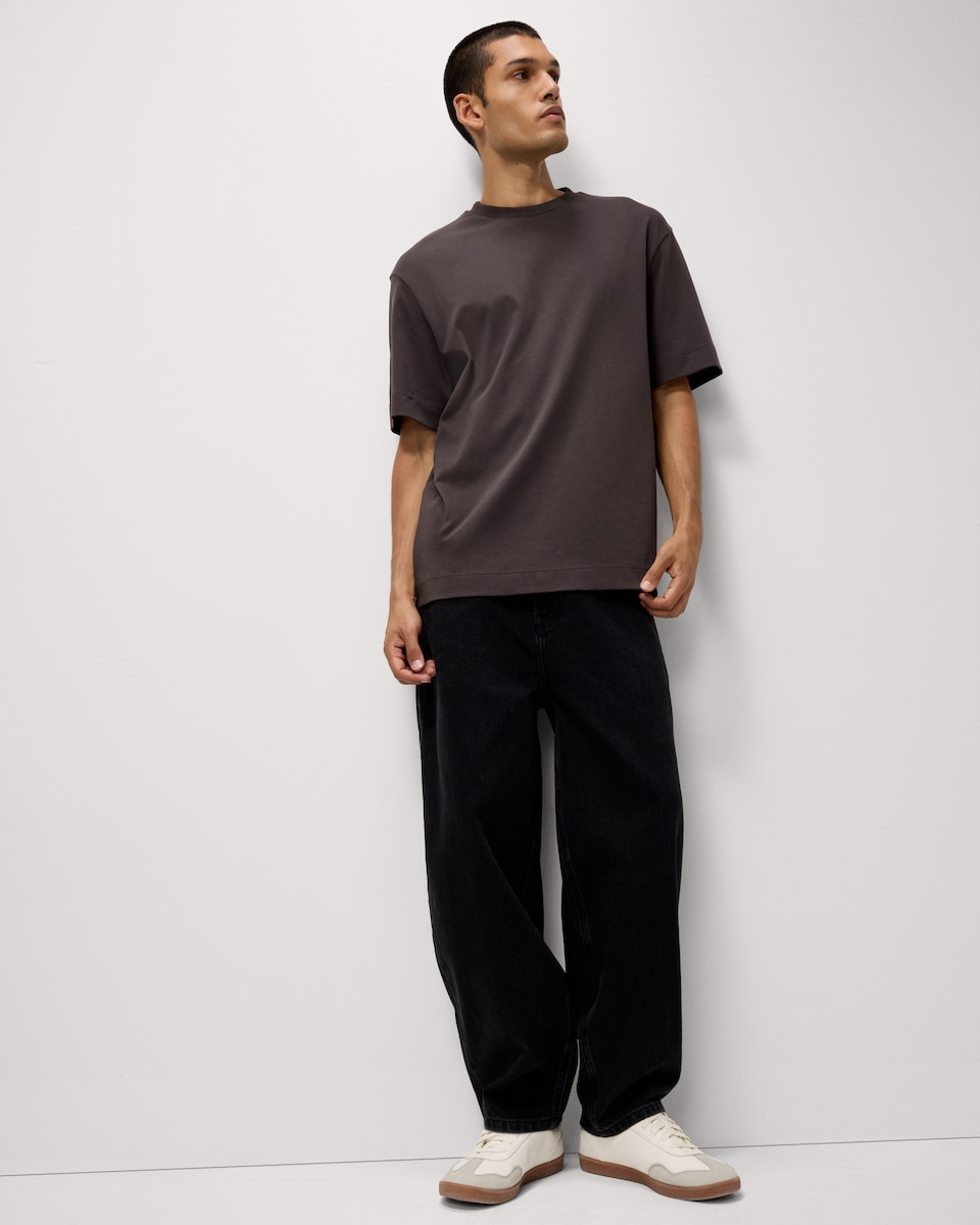 image 1 of F&F Barrel Leg Jeans in Black