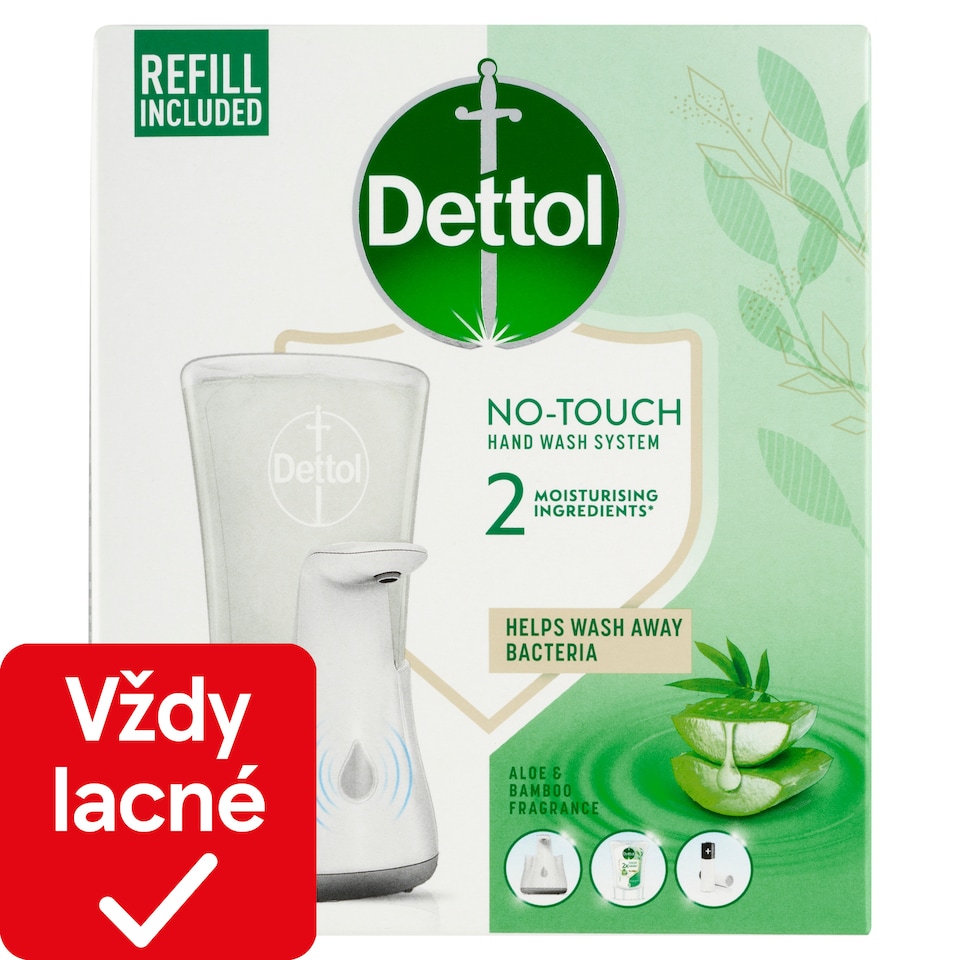 obrázok 1 z Dettol Bezdotykový dávkovač mydla + náplň aloe a bambus 250 ml