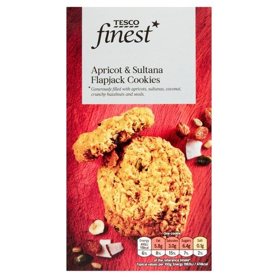 Tesco Finest Apricot Sultana Flap Jack Cookies 200G Tesco Groceries