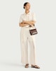 image 1 of The F&F Edit Pure Cotton Lace Insert Wide Leg Trousers in Cream