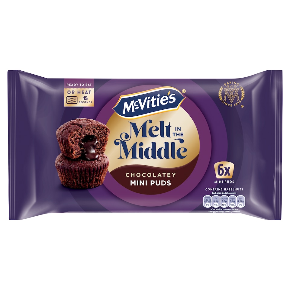 McVitie's 6 Melt in the Middle chocolatey Mini Puds 162g