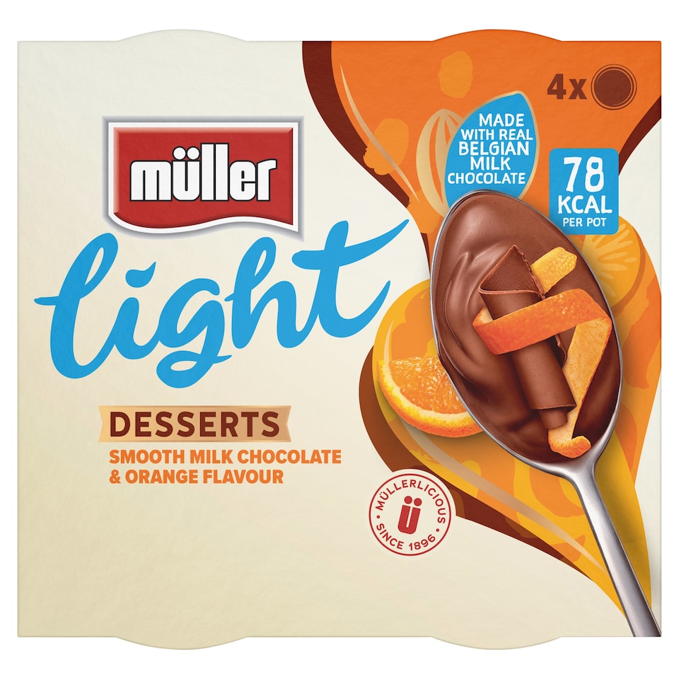 Muller Light Choc Pot  Chocolate Orange Desserts 4x80g