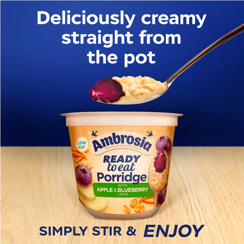 image 1 of AMBROSIA READY TO EAT APPLE & BLUEBERRY PORRIDGE POT 210g