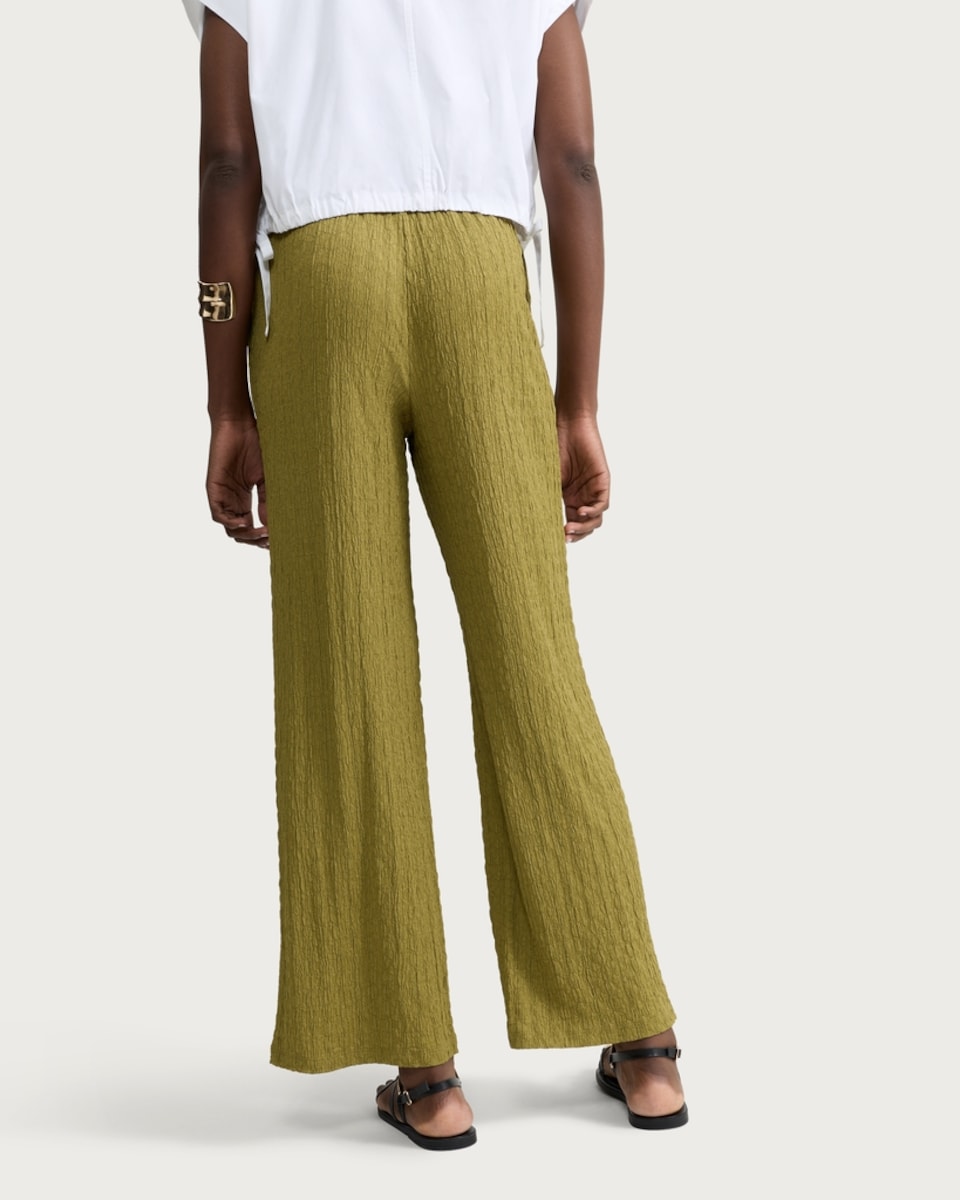 image 1 of F&F Textured Wide Leg Trousers in Olive