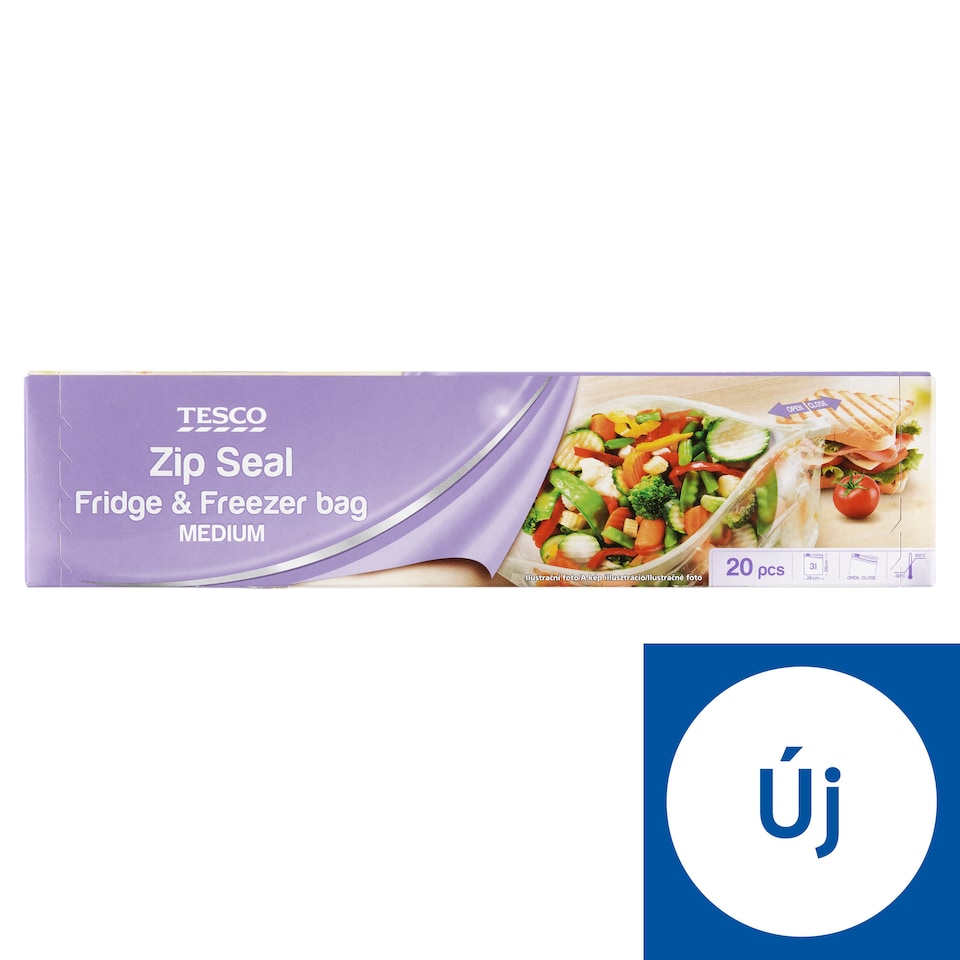 Tesco húzózáras mélyhűtőzacskó 26 x 26 cm 20 db