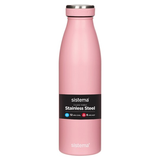Sistema Stainless Steel Bottle 500Ml Pink Tesco Groceries