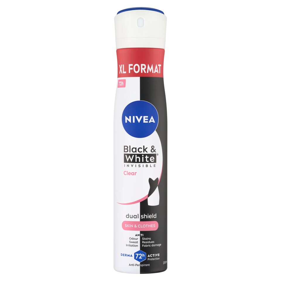 Obrázek 1 pro produkt Nivea Black & White Invisible Clear Sprej antiperspirant 200ml