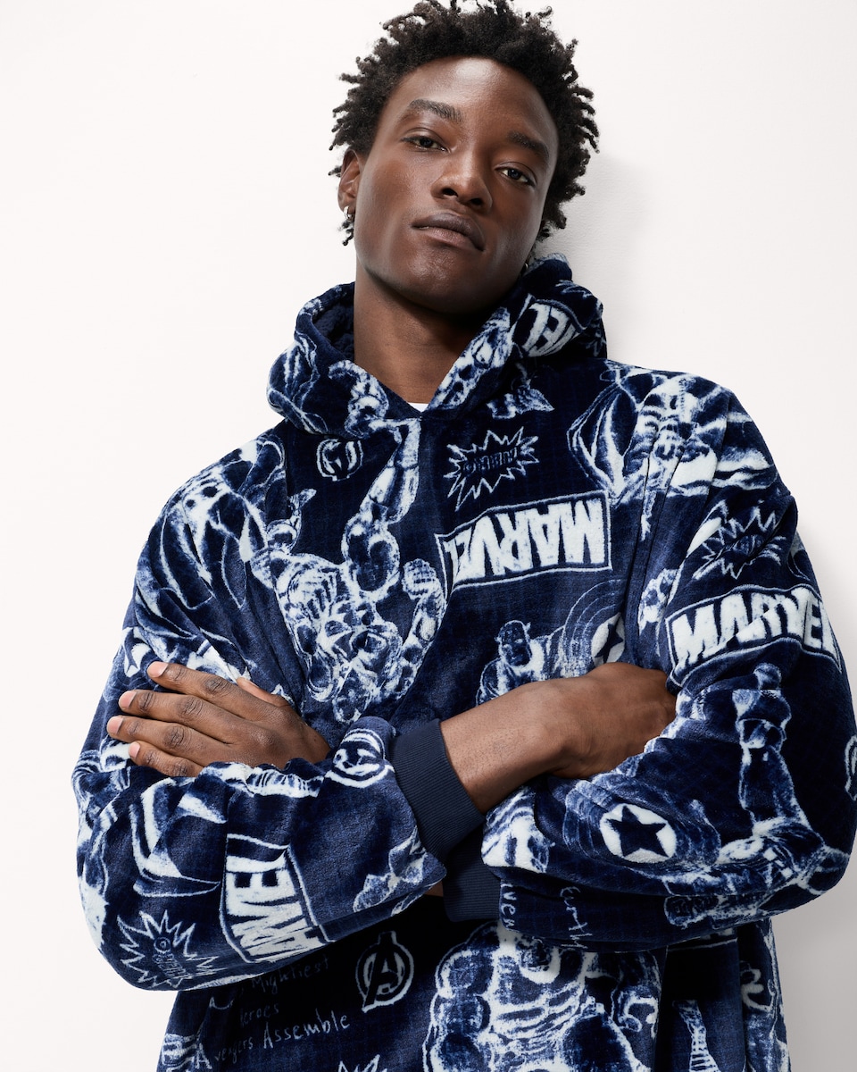 image 1 of Marvel Fleece Hoodie in Black