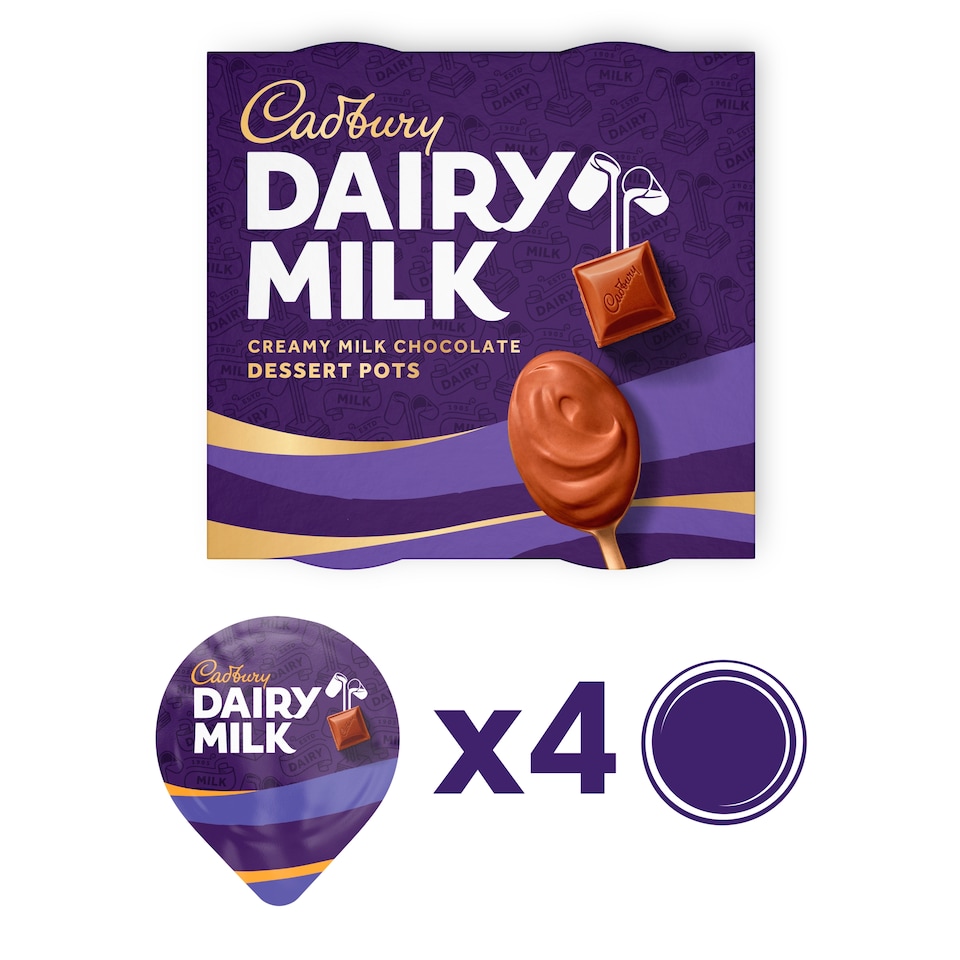 image 1 of Cadbury Dairy Milk Pots Of Joy Chocolate Dessert 4X60g
