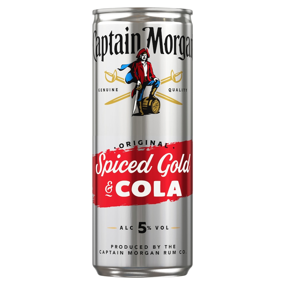 Captain Morgan Spiced Gold & Cola kóla ízű, szénsavval dúsított alkoholtartalmú ital 5% 250 ml