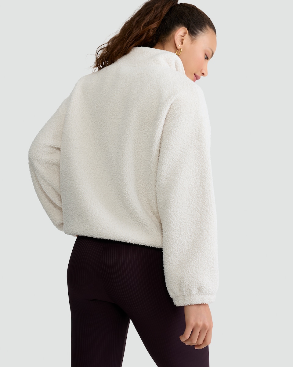 image 1 of F&F Active Fleece Half Zip Jacket in Cream