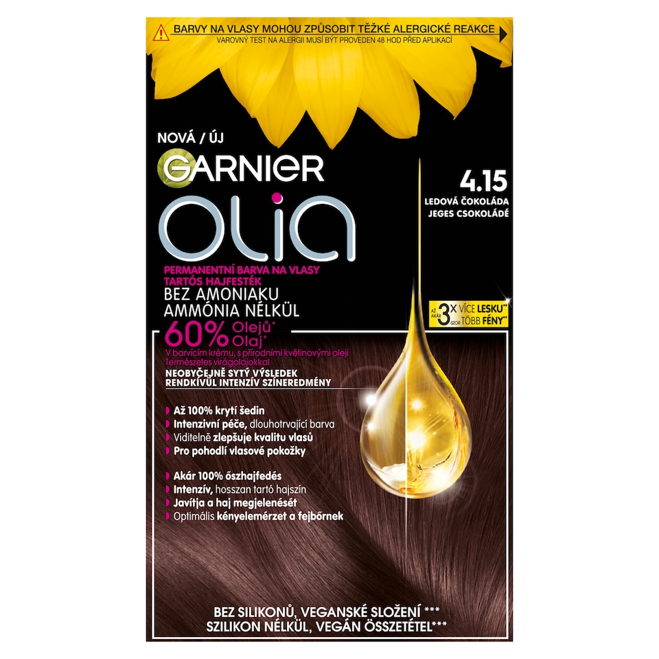 Garnier Olia tartós hajfesték 4 .15 Jeges csokoládé, 60 +60 +54 ml