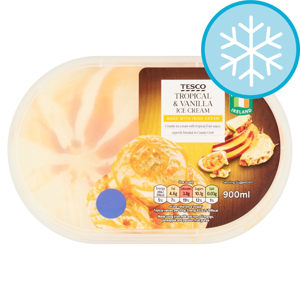 Tesco Tropical and Vanilla Ice Cream 900ml 
