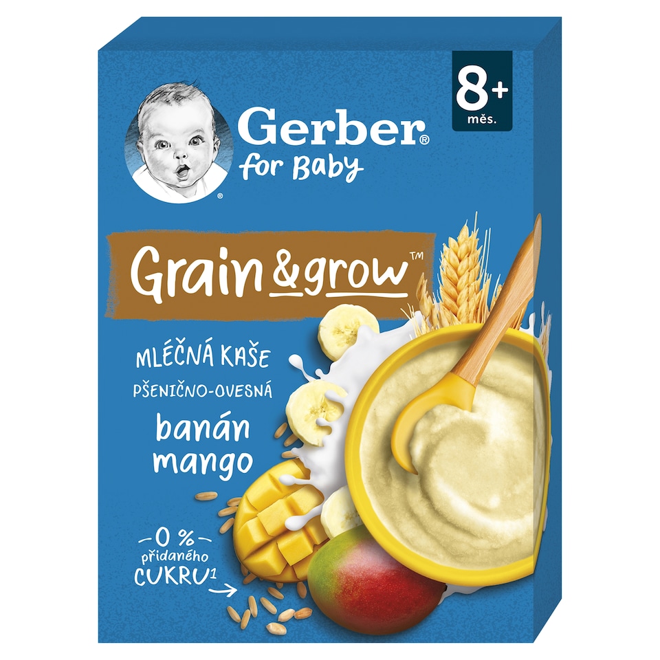 image 1 of GERBER Milk Porridge Wheat-Oat Banana and Mango 200 g