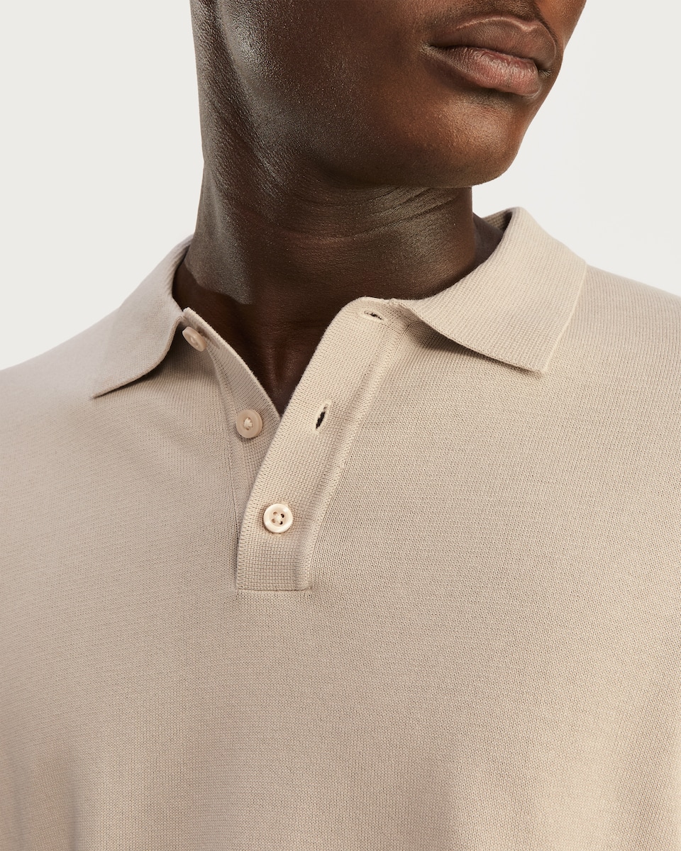 image 1 of F&F Pure Cotton Fine Knit Polo Shirt in Med Nude