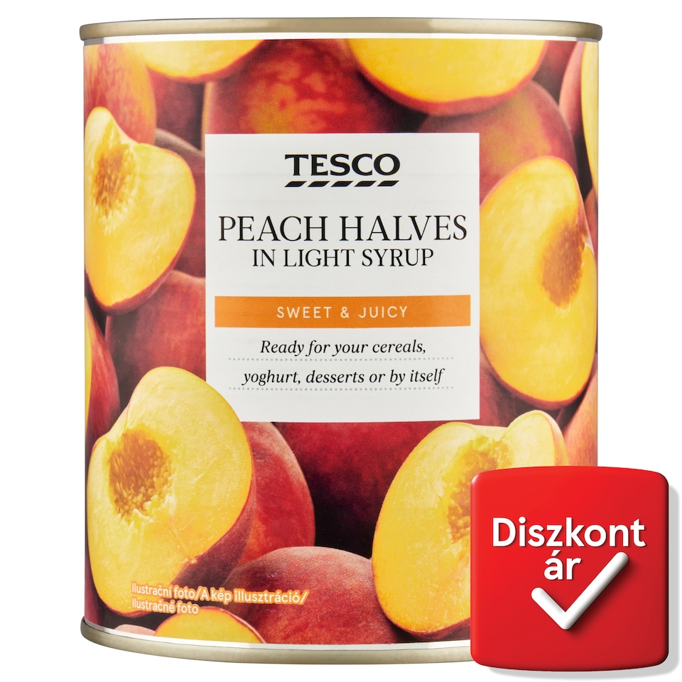 Tesco hámozott, felezett őszibarack édes lében 820 g 